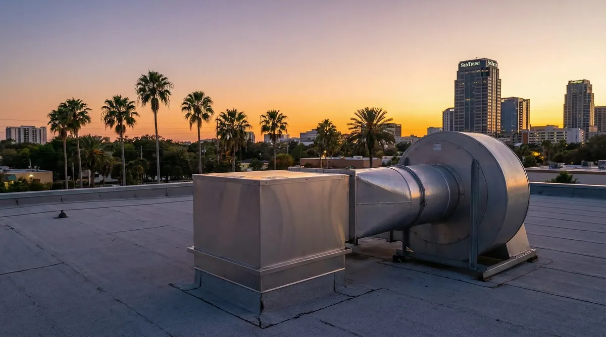 Rooftop grease containment system on an Fairfax restaurant roof